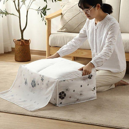 Blanket Storage Bag Under-Bed Quilt Clothes Storage Bag with Peva Material Washable Waterproof Foldable Transparent Printed Cover (1 ps/Multi)